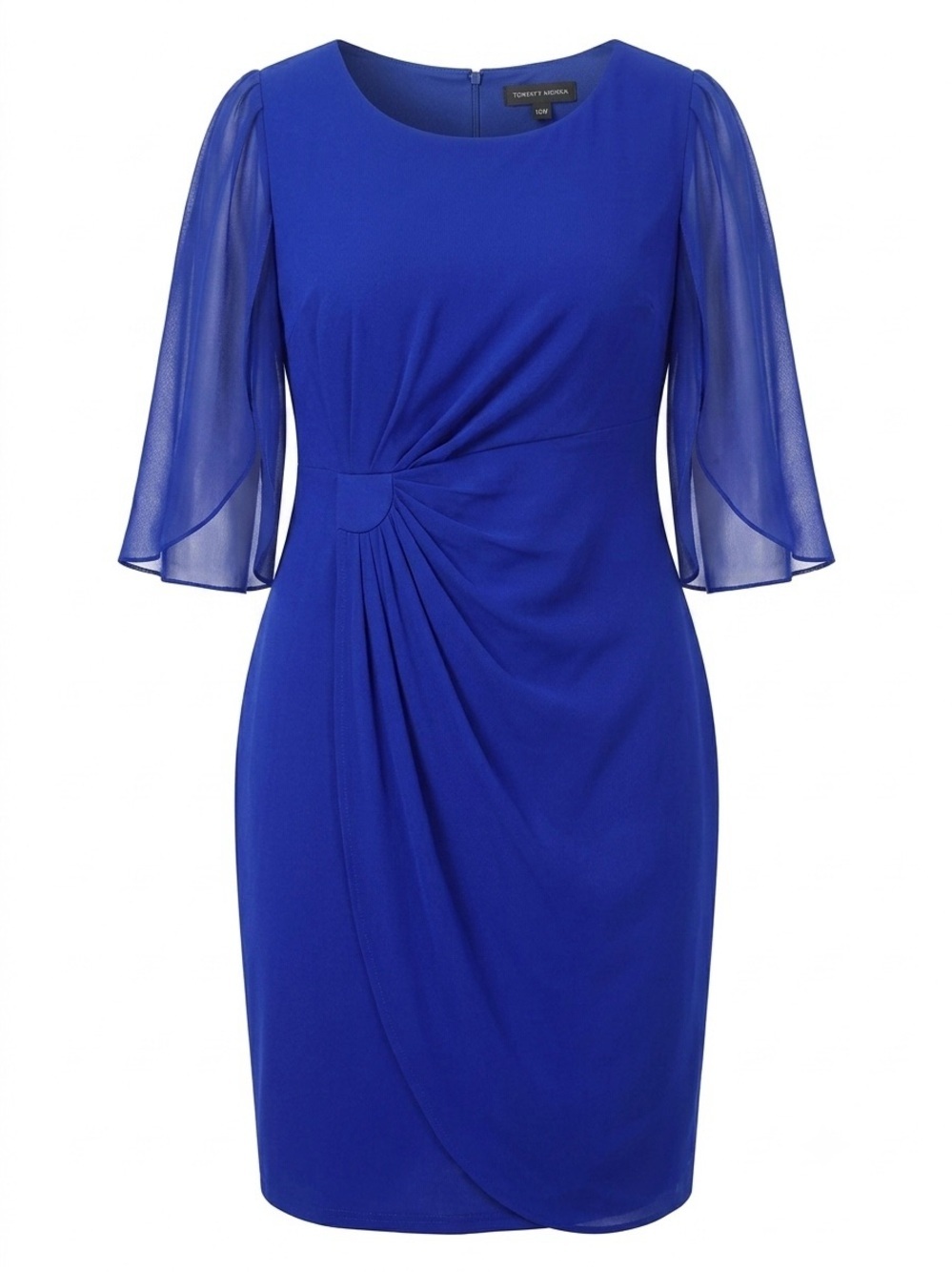 NWT Connected Apparel Dress Deep Cobalt Blue Side Gather Jersey Sheath Size 16W